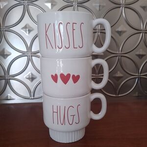 White and Red Stacking Mugs Set